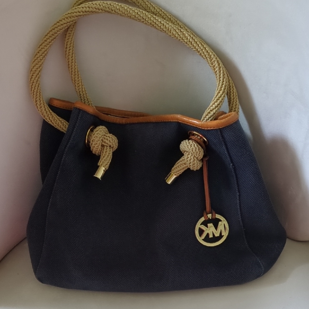 Michael Kors Blue Jean Canvas Rope leather Bag